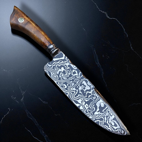 Faca Artesanal em Aço Damasco – Edição Colecionador – Padrão Aleatório – 10" Lâmina